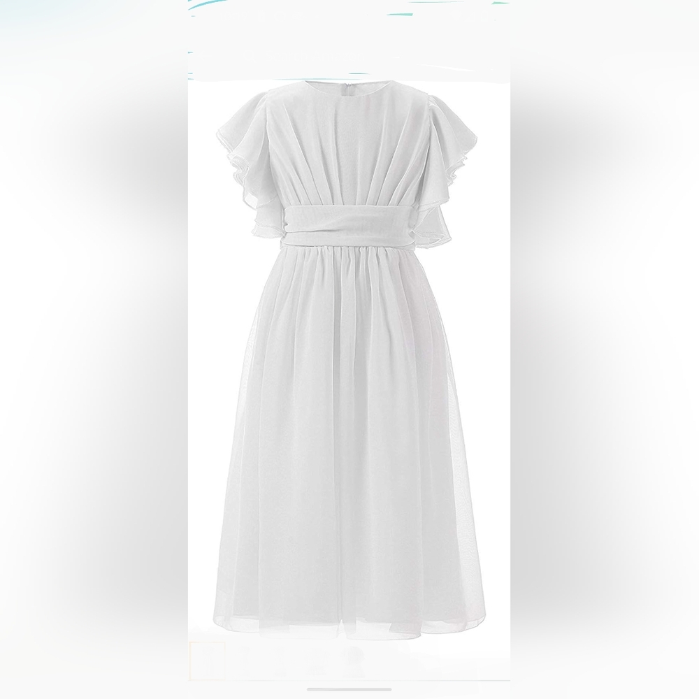 White chiffon Junior bridesmaid dress
